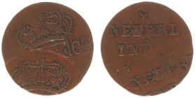 Nederlands-Indië - Nederlands-Indisch Gouvernement (1816-1949) - 2 Cent ND error (Scho. -) - nice misstrike: obv. and rev. struck twice showing a 2nd ...
