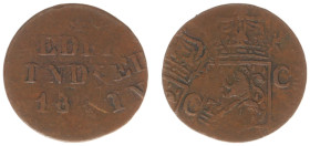Nederlands-Indië - Nederlands-Indisch Gouvernement (1816-1949) - 1 Cent 183. error (Scho. -) - misstrike: obv. and rev. struck twice showing parts of ...