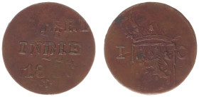 Nederlands-Indië - Nederlands-Indisch Gouvernement (1816-1949) - 1 Cent 1836 error (Scho. 723) - misstrike: obv. and rev. struck twice showing parts o...