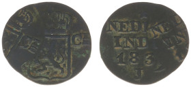 Nederlands-Indië - Nederlands-Indisch Gouvernement (1816-1949) - 1 Cent 1839 mm. J, error (Scho. 737) - nice misstrike: obv. and rev. struck twice sho...
