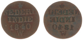 Nederlands-Indië - Nederlands-Indisch Gouvernement (1816-1949) - 1 Cent 1840 mm. W (Wilmans) Mint Error (Scho. 741) - nice misstrike: incuse / brockag...