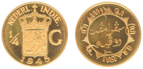 Nederlands-Indië - Nederlands-Indisch Gouvernement (1816-1949) - ¼ Gulden 1945 gold, medallic issue (cp. Scho. 925) - 4.02 gram - Proof