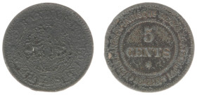 Plantagegeld / Plantation tokens - Bandar Poeloe - 5 Cents 1893 -1897 (LaBe 29) - Obv. Value. Legend : Nederlandsch- Jndische Tabaks Maatschappij - As...