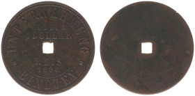Plantagegeld / Plantation tokens - Bindjey - 1 Dollar 1890 Reis (LaBe 45 R2 / LaWe 45) - Obv. Value within cirkel + Unternehmung Bindjey / Rev: Plain ...