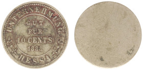 Plantagegeld / Plantation tokens - Hessa - 10 Cents 1888 (LaBe 94 R1 / LaWe 103-104) - Obv. Value within cirkel + Unternehmung Hessa / Rev: Plain - al...
