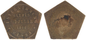 Plantagegeld / Plantation tokens - Hessa - ½ Dollar 1890 (LaBe 97 / LaWe 110 / Scho. 1069) - Obv. Pentagonal , value, date. Legend: Unternehmung Hessa...