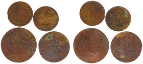 Plantagegeld / Plantation tokens - Soengei Radja - G S. SOENGEI RADJA / 10 (light issue), 25, 50 (cents) & 1 dollar (Ref.: Lawe. 408, 409, 411 & 412; ...