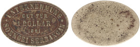 Plantagegeld / Plantation tokens - Soengei Serbangan - 1 Dollar 1891 (LaBe 282 / LaWe 416) - Obv. Centre: Gut für - value - Reis - date : in four line...