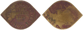 Plantagegeld / Plantation tokens - Tandjong Alam - 1 Dollar Reis 1891 (LaBe 310 / LaWe 467) - Obv. Eye shaped. Obverse: Gut für - value - Reis - date:...