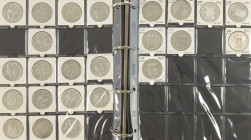 Coins Netherlands in albums - Collection Rijksdaalders 1845 - 1943 incl. 1849 WII+III and 1932 & 1938 'Grof Haar', in total 44 pcs.