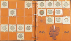 Coins Netherlands in albums - Collection Wilhelmina a.w. ½ Gulden 1898 & 1904, 1 Gulden 1898,1901,1917 etc.