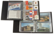 Coins Netherlands in albums - 2 Albums with coinsets in FDC and UNC, supplemented with mini-coinsets a.w. mini euro 2002 and banknotes in gulden and e...