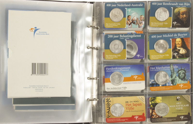 Coins Netherlands in albums: Euros - Album with 5- and 10 Euro coins in Proof, s...