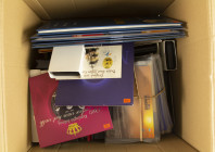 Coins Netherlands in boxes: Euros - Box with all kinds of products KNM a.w. proof(like)sets, 10 & 50 Gulden coins in proof and various FDC- and BU-set...