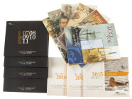 Coins Netherlands in boxes: Euros - Collection "400 jaar VOC" with 6 BU-sets each with a silver medal, supplemented with 7 BU-sets national collection...