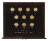 Coins Netherlands and Oversea in boxes - Cassette with ten guilder coins period 1875 - 1889 of Willem III (except 1879 about 1877) - Gold - XF