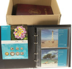 Coins Netherlands Oversea in boxes - Box with collection FDC sets Netherlands, Antilles and Aruba in 6 albums