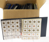 Coins Netherlands in large boxes - cannot be shipped - Big box with 10 Beatrix collections without silver, also some miscellaneous a.w. pre-war coins ...
