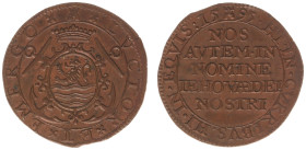 Collectie Penningen en Munten Dhr. H. van Osch - Pax in Nummis - 1595 - Jeton 'Refusal of Peace Proposals' (Dugn. 3371; vL.I-463) - bronze 29.5 mm, 6....