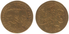 Collectie Penningen en Munten Dhr. H. van Osch - Pax in Nummis - 1596 - Jeton 'Triple Covenant' (Dugn. 3398; vL.I-481/2) - brass 30.8 mm, 6.87 g. - XF...