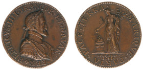 Collectie Penningen en Munten Dhr. H. van Osch - Pax in Nummis - 1598 - Medal 'Peace of Vervins between France and Spain', by Philippe Danfrie (?) (v....