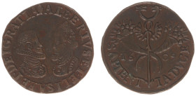 Collectie Penningen en Munten Dhr. H. van Osch - Pax in Nummis - 1609 - Jeton 'Antwerp on 12-year Truce' (Dugn. 3647; vL.II-46.8) - Obv: Busts of Albe...