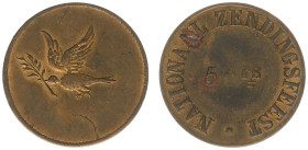 Tokens en loodjes - Nationaal Zendingsfeest - consumption token 5 cent (Kooij CC054A-1) - brass 23 mm - good ZF, some corrosion - NB Used at the Zendi...