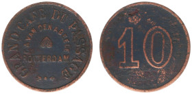 Tokens en loodjes - Rotterdam, Grand Café 'Du Passage' - consumption token 10 z.j. (Kooij CC19-4) - copper 23,5 mm - F - rare