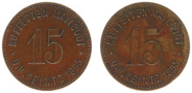 Tokens en loodjes - Unknow place, Buffetten Mailboot O.H. Keintz - consumption token 15 1895 (Kooij CC40-1) - brass 18 mm - VF - rare