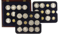 Medals in boxes - Netherlands - Cassettes containing 27 silver .925 and 9 gilt silver coin imitations