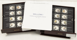 Medals in boxes - Netherlands - Two cassettes '200 Jaar vorsten' containing in total 50 silvered or gilt and coloured medals