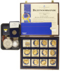 Medals in boxes - Netherlands - Cassette 'Eerste Kleuren-Europa Drukken' and 17 other medals, some silver