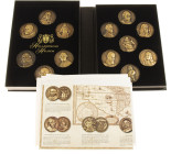 Medals in boxes - Netherlands - Cassette 'Hollandsche Helden' (Muntpost Elst) containing 13 large format bronze medals after J.J. van Goor