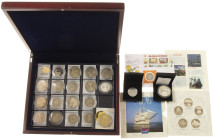 Medals in boxes - Netherlands - Lot of 20 ecu-issues (3x silver), Sail 95 medal set and gilt tientje 1980- medal decorated with ruby pearl and sapphir...