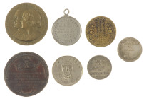 Medals in boxes - Netherlands - Lot of 7 medals: 2x Strooipenning Willem II 1840 zilver, Amstels Mannenkoor 1876, Steunpenning 1914, Juliana & Bernhar...