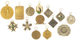 Medals in boxes - Netherlands - Nice lot of 14 prize medals billiard 1930-1960's incl. tournament Zutphensche Brandewijnstokerij