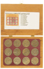 Medals in boxes - Netherlands - 1974 - Wooden cassette containing 12 bronze medals 37 mm 'Ambachten' after Johan and Caspar Luiken by D. Hegeman ('s R...