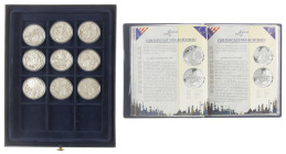 Medals in boxes - Miscellaneous - Lot of silver Eurodollar issues in blue cassette approx. 9 pcs. with certificate