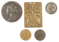 Medals in boxes - Miscellaneous - Four Renaissance and later medals (later casts): Sigismondo Pandolfo Malatestis 1446 by Andrea de Pasti tin uniface,...