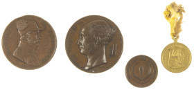 Medals in boxes - Miscellaneous - Lot of 4 medals incl. 1830 'De Potter by Veyrat (bronze 41mm) / Jéhotte 1830 'Charlier dit la jambe de bois' (bronze...