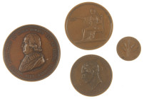 Medals in boxes - Miscellaneous - Lot with 4 medals Belgium: 1779 Société d'émulation de Liège fondée par le prince Velbruck, 1826 H.G.W. Daniels, Jet...