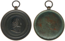 Medals in boxes - Miscellaneous - ND (18th-19th century) - Medallion with the bust of Voltaire to the right within a wide frame - cast brass (obverse ...
