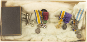 Orders and decorations - World - Small lot of six Dutch and two Belgian miniatures, mostly Orde van Oranje-Nassau, including twice Officer. In two car...