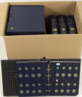 Miscellaneous - Coin supplies - Box with empty Juliana coin albums and Leuchtturm euro coin albums