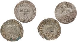 Hertogdom Brabant / Antwerpen - Karel V (1506-1555) - 1/2 Zilveren Reaal ND (1521-1555) mm. Hand + Flanders 1/2 Zilveren Reaal ND (1521-1539) Brugge, ...