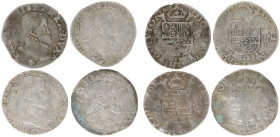 Hertogdom Brabant / Antwerpen - Philips II (1555-1598) - 1/5 Philipsdaalder 1566 (3) + 1587 (vGH 212-1b-c / Vanhoudt 271, 367) - Total 4 pcs. in avg. ...