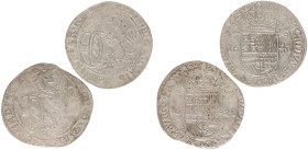 Hertogdom Brabant / Antwerpen - Philips IIII (1621-1665) - Escalin 1623 + 1641 (vGH 333-1 / Vanhoudt 648) - 2 pcs. in VF or better - ex-muntvondst/hoa...