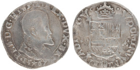 Hertogdom Brabant / Maastricht - Philips II (1555-1598) - 1/5 Philipsdaalder 1567 mm. Star (CNM 2.07.17 / vGH 212-2b / Vanhoudt 271) - Bust to right -...