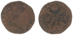Hertogdom Brabant / Maastricht - Albert & Isabella (1598-1621) - Duit 1616 mm. Star (vGH 300-2 / PW 9310 / CNM 2.07.59) - a.VF