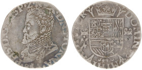 Heerlijkheid Doornik / Tournai - Philips II (1555-1598) - 1/5 Philipsdaalder 1584, Tower dividing date (vGH 212-14b / Vanhoudt 366 /R4) - 5.61 gram - ...